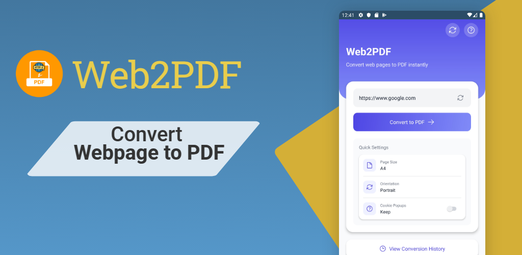 Web2PDF App Screenshot